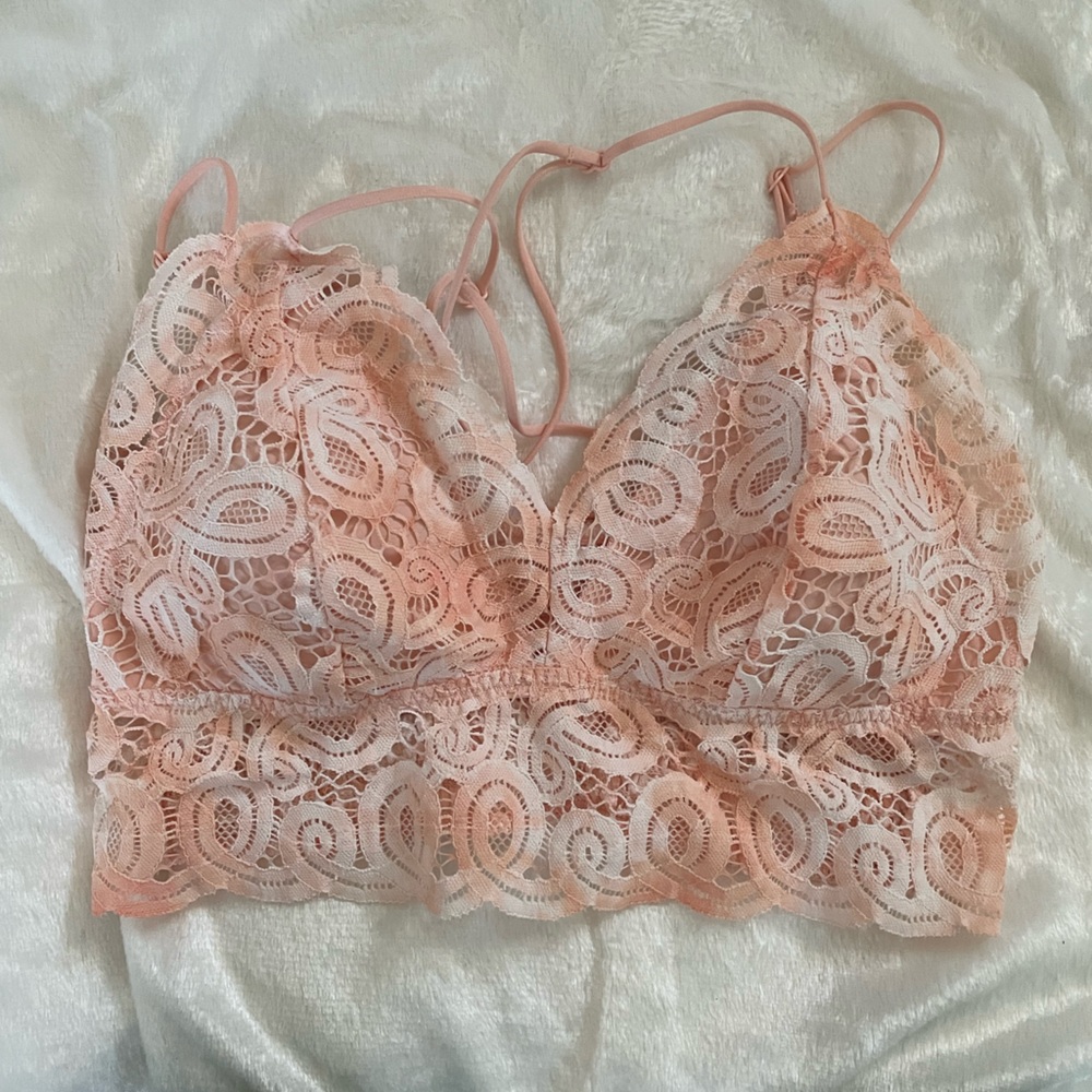 NWOT PINK by Victoria’s Secret crochet lace bralette size XL pink orange tie dye